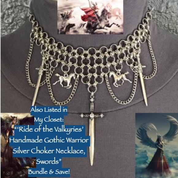 "Gothic Flutter" Handmade Goth Silver Butterflies Chainmail Choker Necklace Punk - Picture 16 of 16